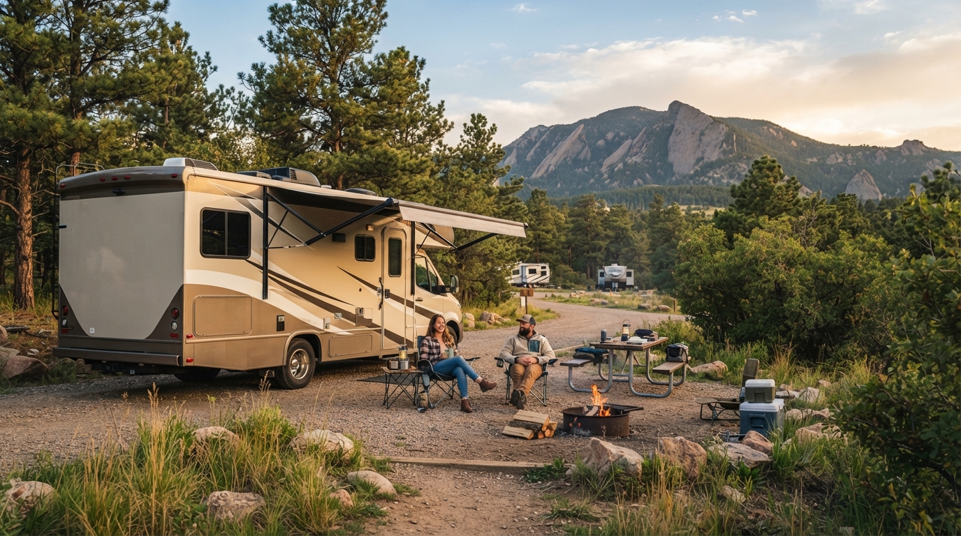 Denver to Austin — campground with a motorhome