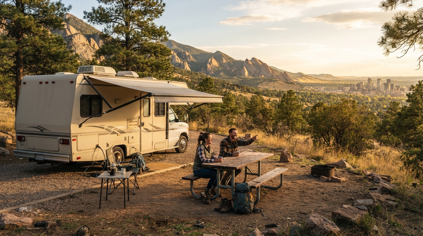 Denver to Las Vegas - Ancient Pueblos and Neon Lights — campground with a motorhome