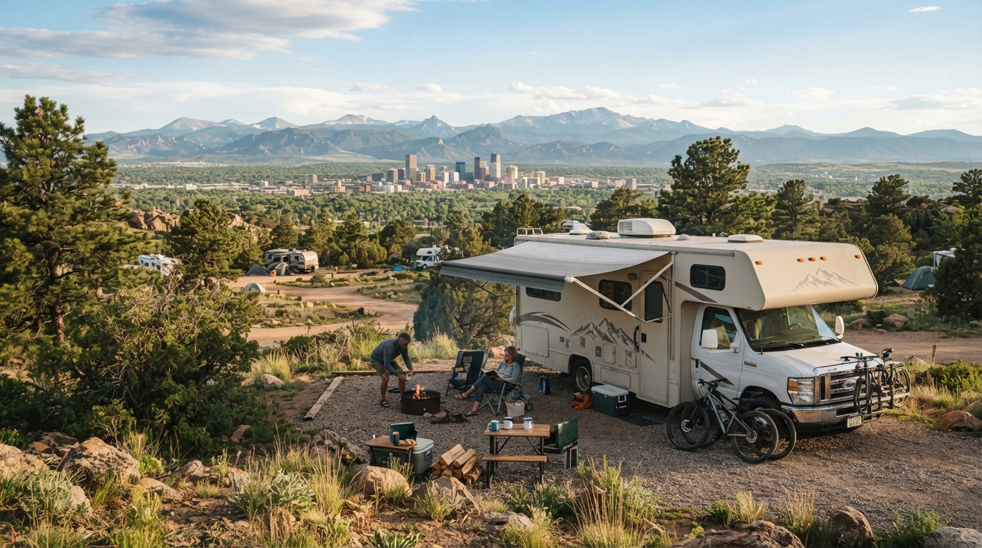 Denver to Tampa — campground with a motorhome