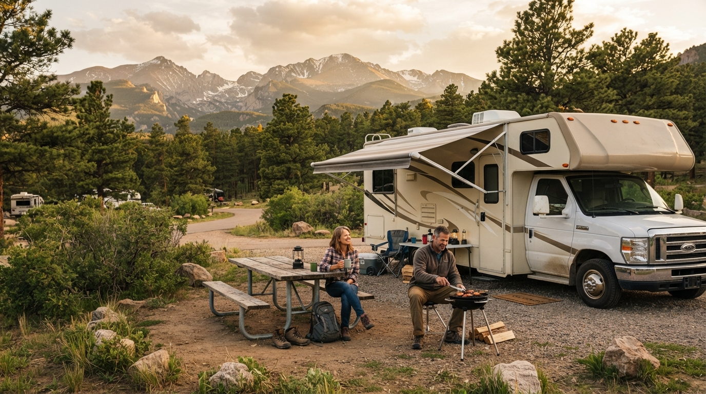 Denver to Las Vegas - Ancient Pueblos and Neon Lights — campground with a motorhome