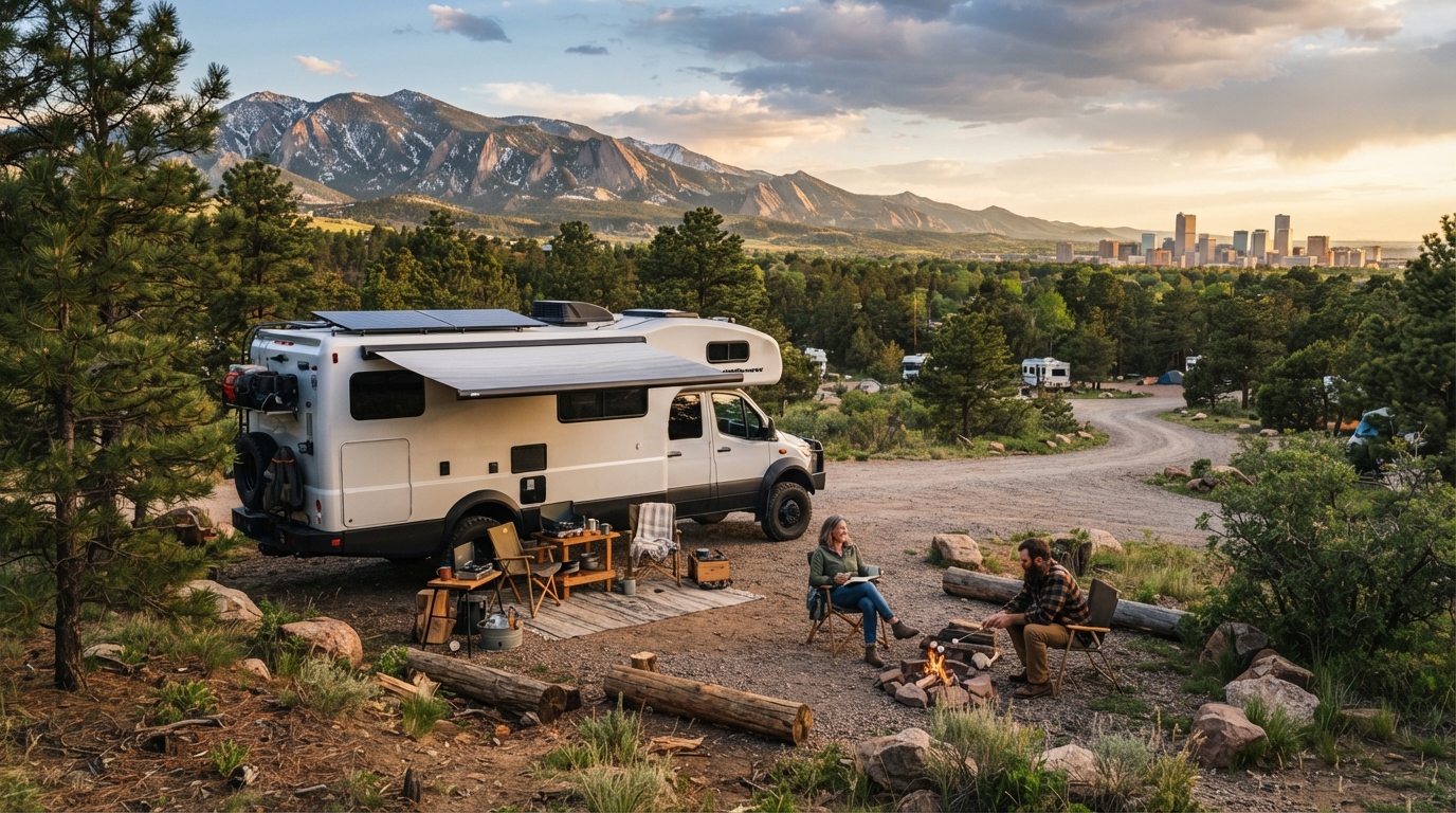 Denver to Miami — campground with a motorhome