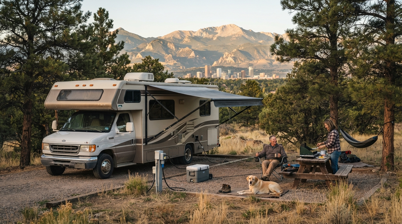 Denver to Billings - incld. Mt. Rushmore — campground with a motorhome