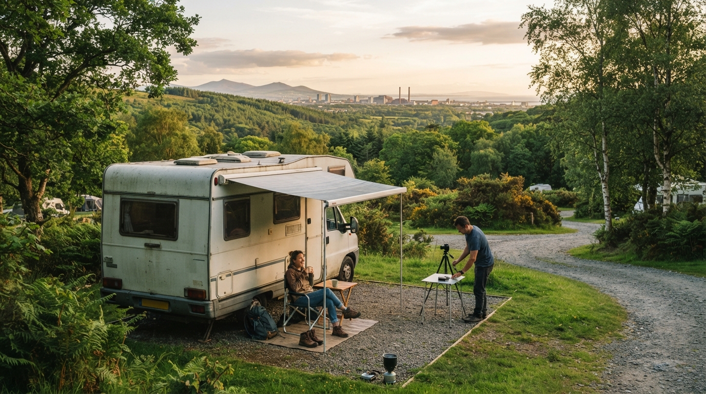 Dublin Roundtrip - Ring of Kerry — campground with a motorhome