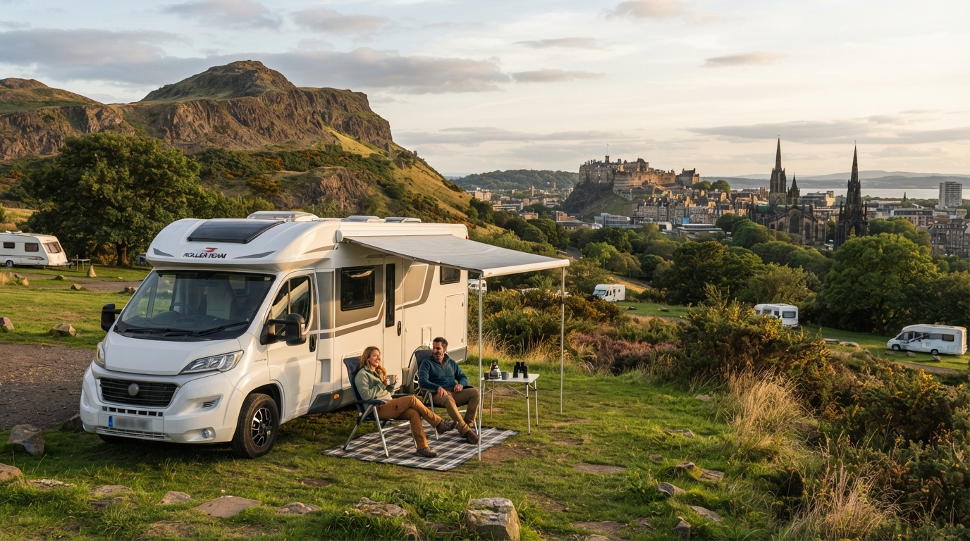 Edinburgh Roundtrip - Scottish Highlands Explorer — campground with a motorhome