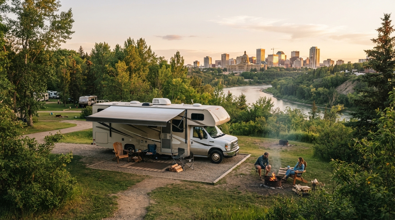 Edmonton to Whitehorse - The Great Northern Trek: A Motorhome Journey — campground with a motorhome