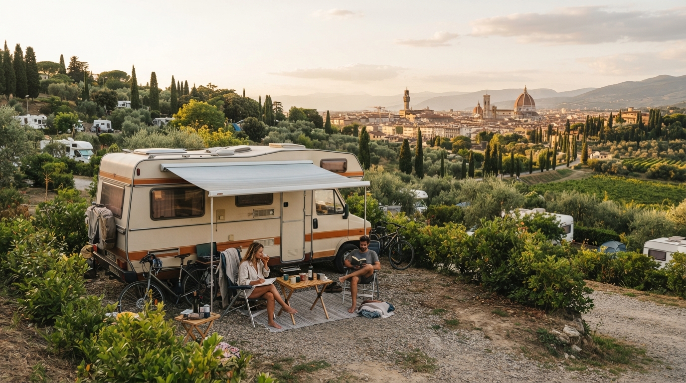 Florence RoundTrip - Rolling Hills and Adriatic Shores — campground with a motorhome