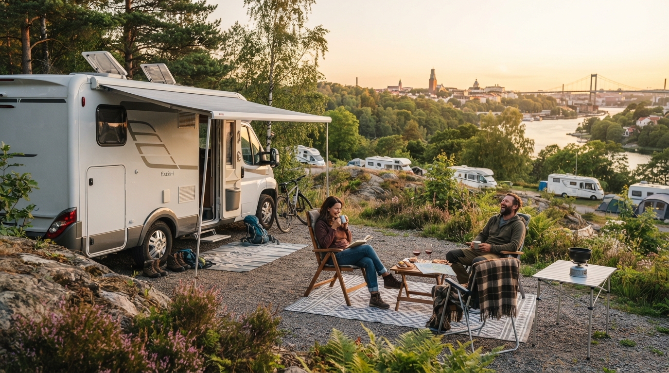 Gothenburg Round trip - Fjords and Forests Family Journey — campground with a motorhome