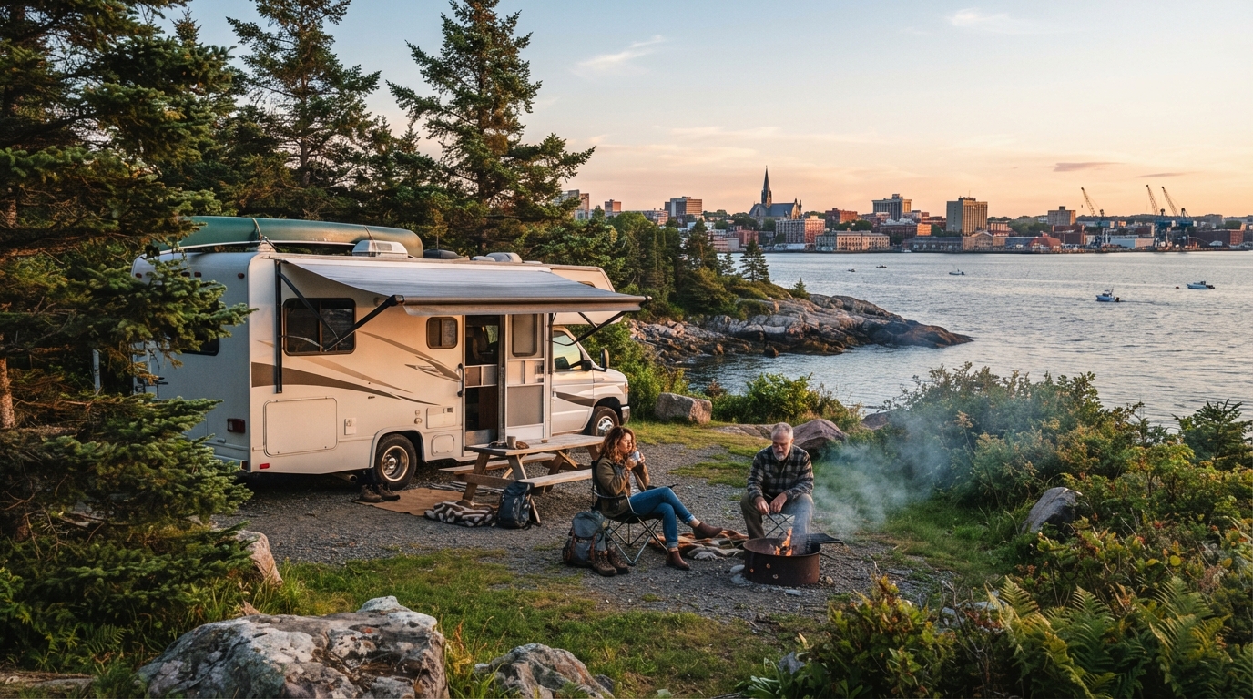 Halifax to Edmonton- Exploring Canada’s Soul: A 28-Day Campervan Loop from Coast to Crest — campground with a motorhome