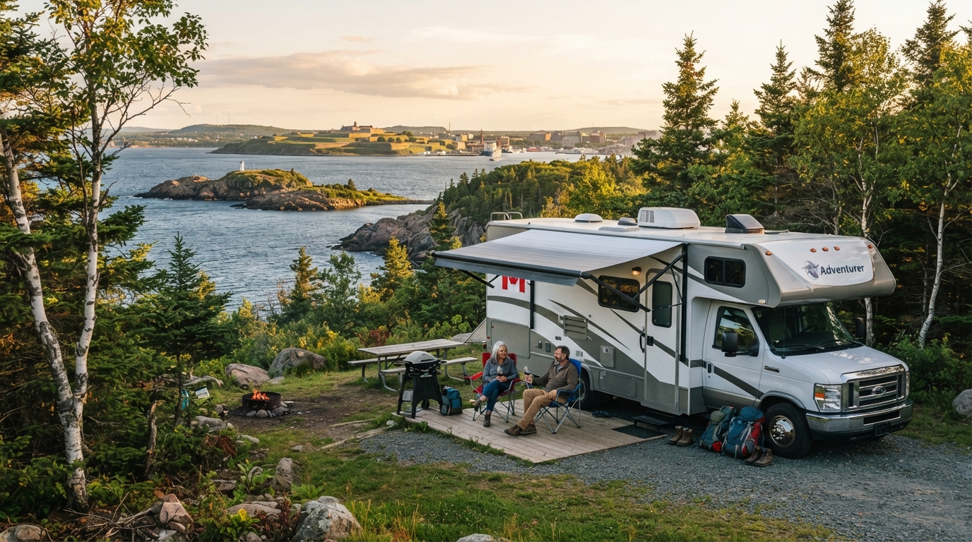 Halifax to Toronto - The Great Canadian Eastbound Trail — campground with a motorhome