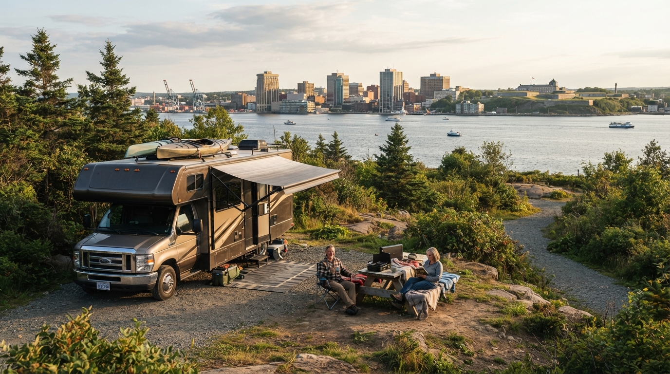 Halifax to Vancouver - Canada and USA - coast to coast - East to West (CA40) — campground with a motorhome