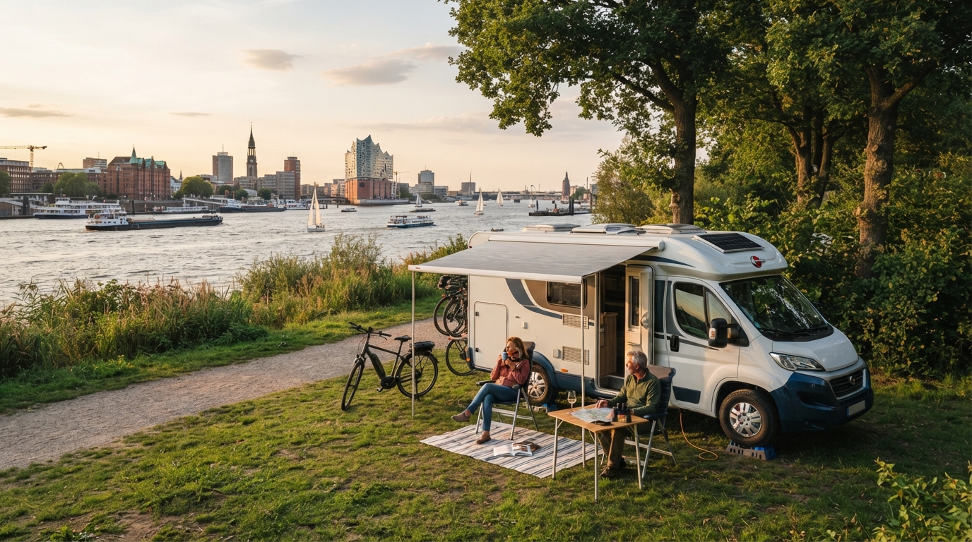 Hamburg Roundtrip - To Denmark & Norway — campground with a motorhome