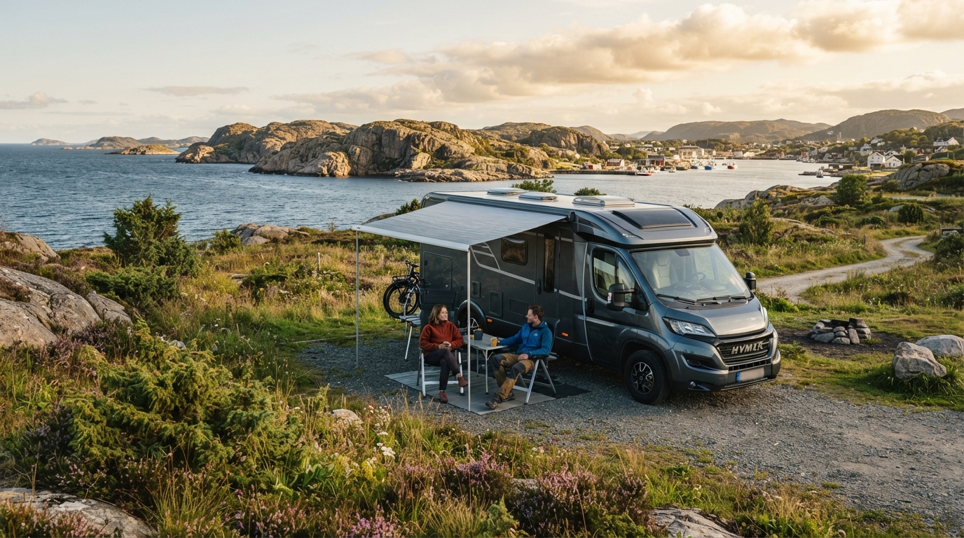 Haugesund Round trip - Winding Through the Fjords — campground with a motorhome