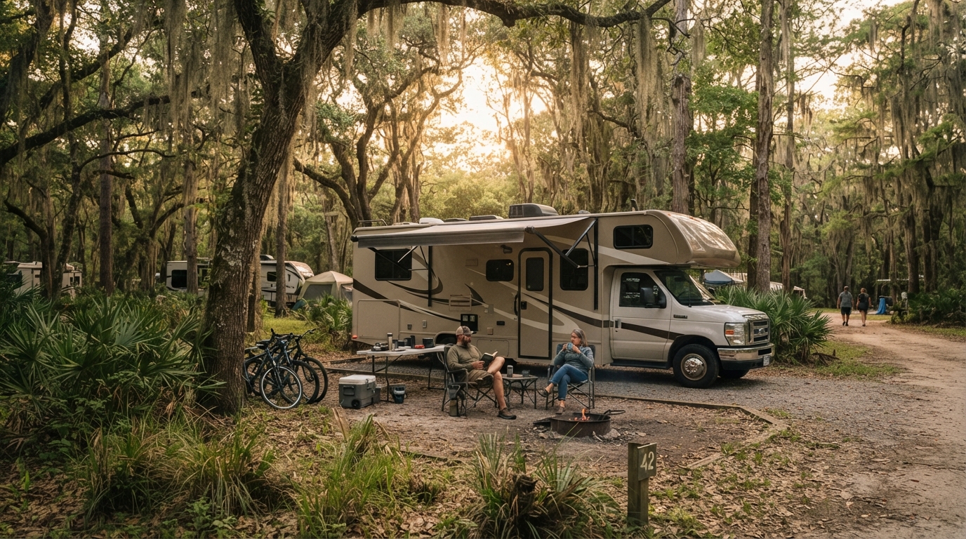 Houston to New York — campground with a motorhome