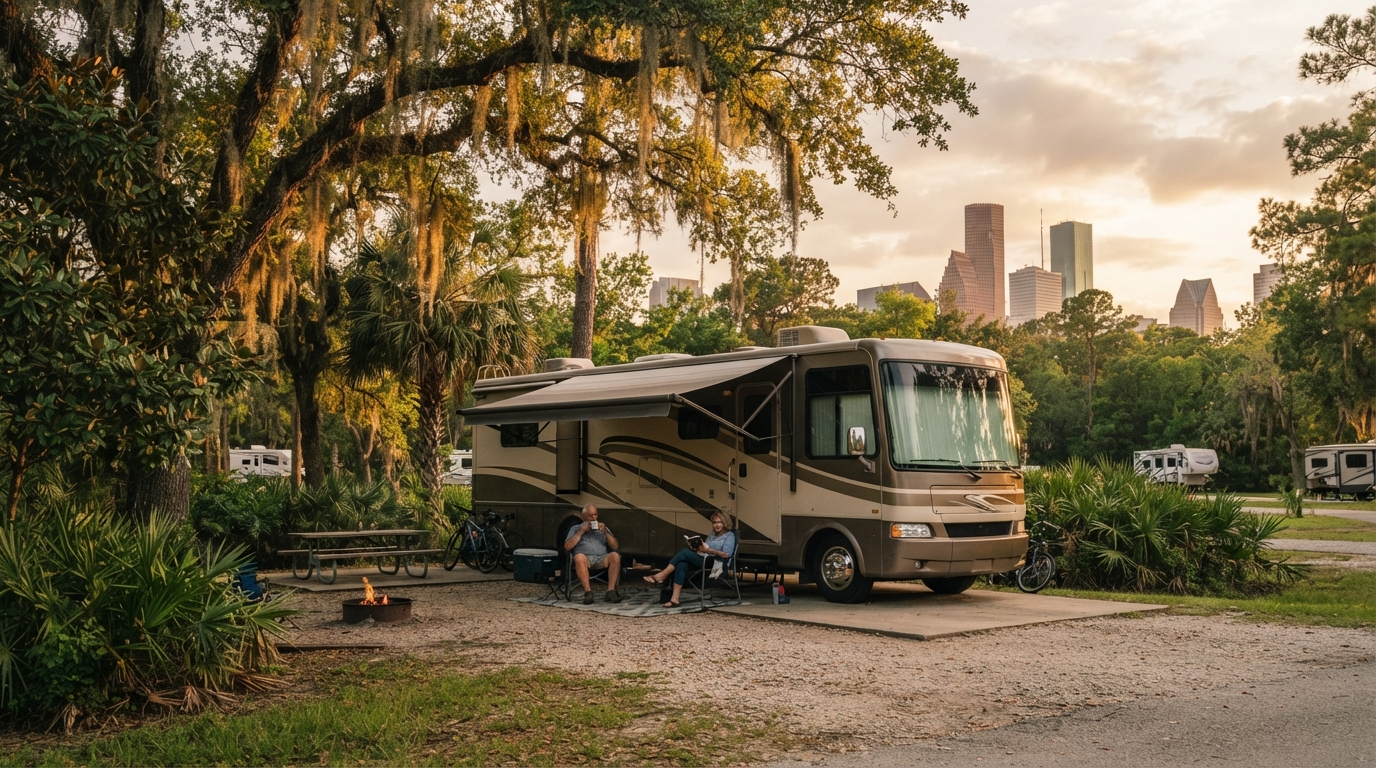 Houston to Philadelphia — campground with a motorhome