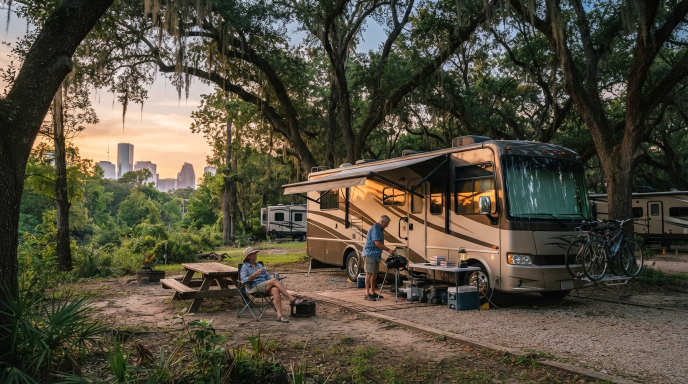 Houston to Denver — campground with a motorhome