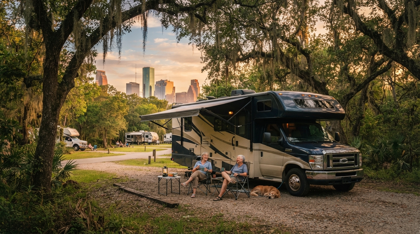 Houston to Billings - Including Yellowstone — campground with a motorhome