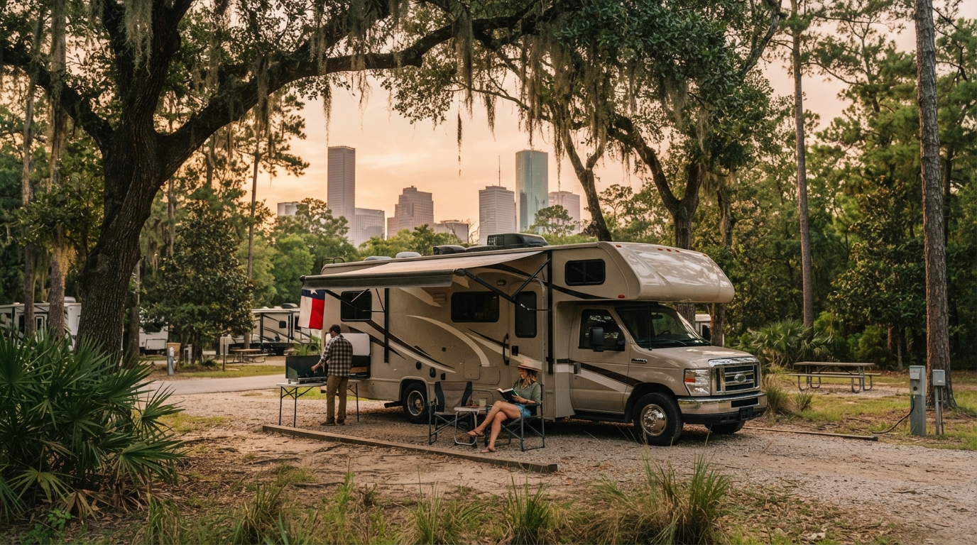 Houston to Boston — campground with a motorhome
