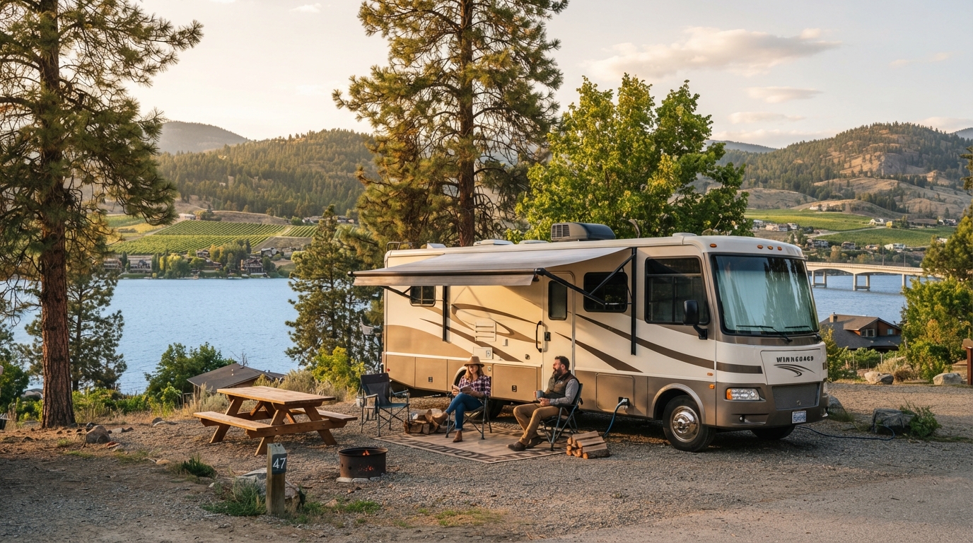 Kelowna to Halifax - — campground with a motorhome