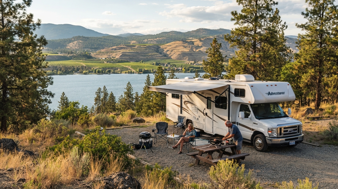 Kelowna to Toronto - Canada's Diverse Landscapes and Cultural Heritage — campground with a motorhome