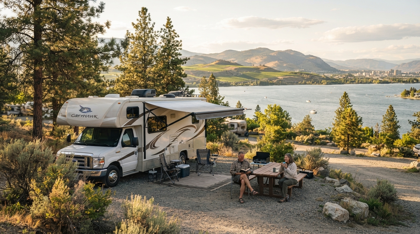 Kelowna to Whitehorse - The Explorer's Route — campground with a motorhome