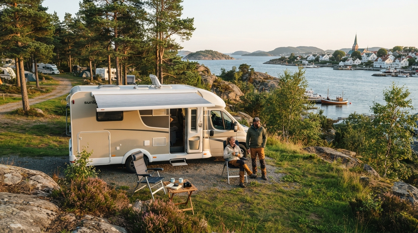 Kristiansand Round trip - Norway’s Wonders on Wheels: Fjords and More — campground with a motorhome