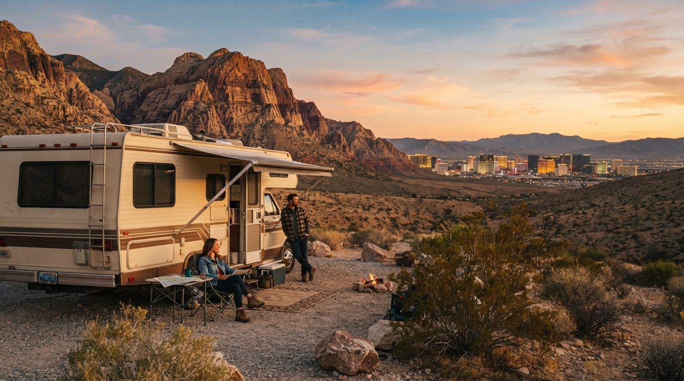 Las Vegas Round Trip - Journey through the Arid Beauty: Vegas to the Wild — Las Vegas RV road trip landscape