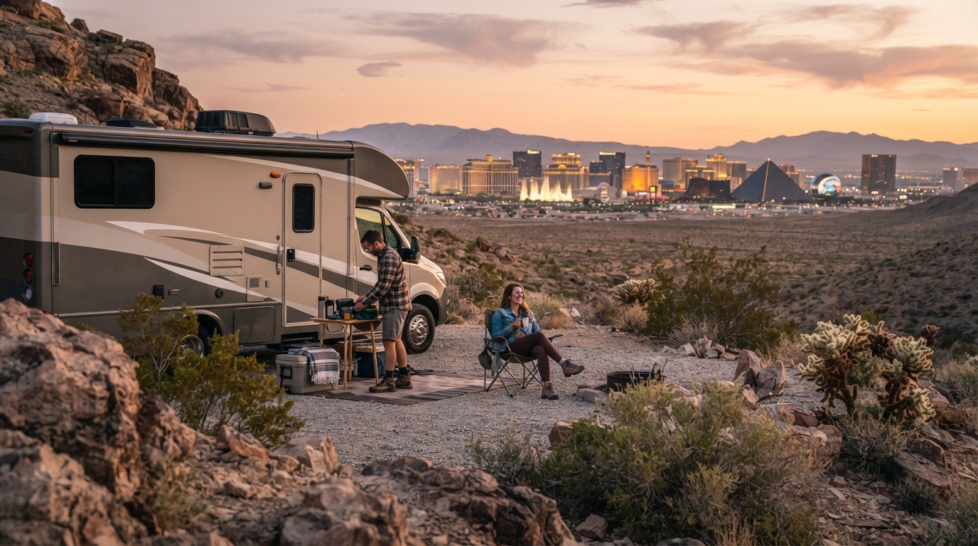 Las Vegas to Los Angeles - Canyons, Caves & Culture: An Epic Southwest Motorhome Trip — Las Vegas RV road trip landscape