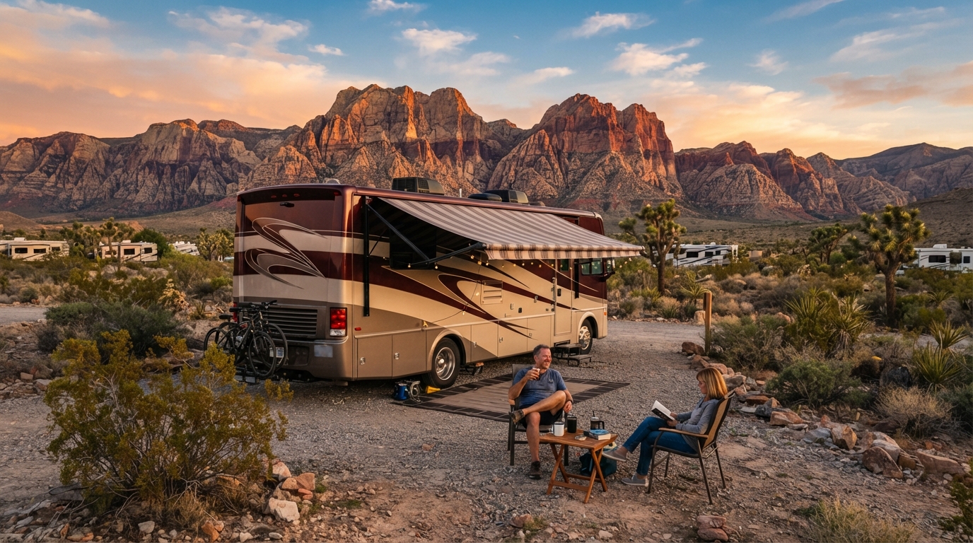 Las Vegas to Miami — campground with a motorhome