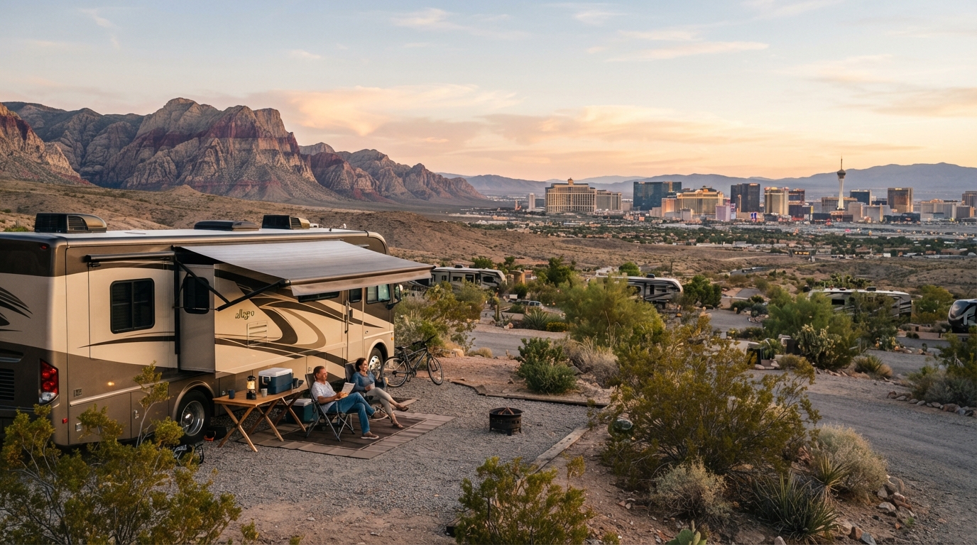 Las Vegas to Houston — campground with a motorhome