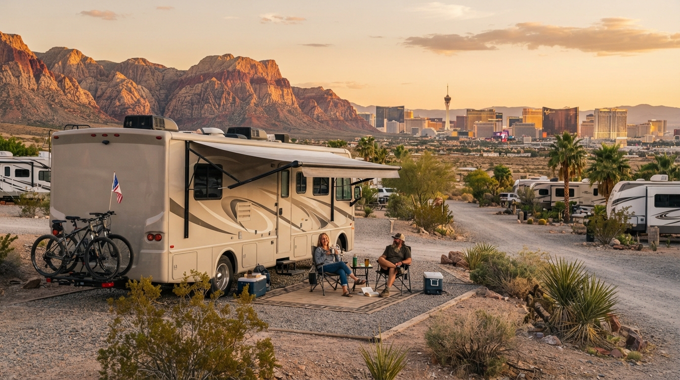 Las Vegas Round Trip - Utah's essentials — campground with a motorhome