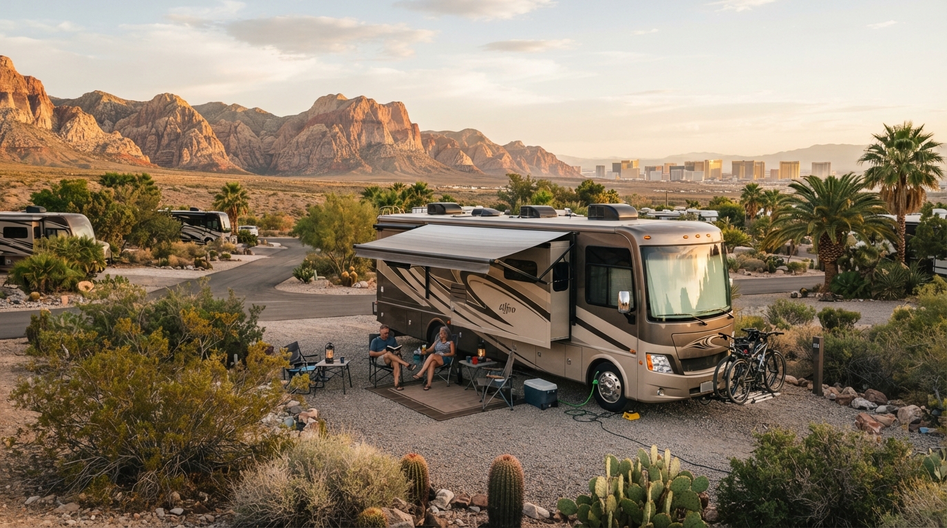 Las Vegas to Seattle - Via Yosemite — campground with a motorhome