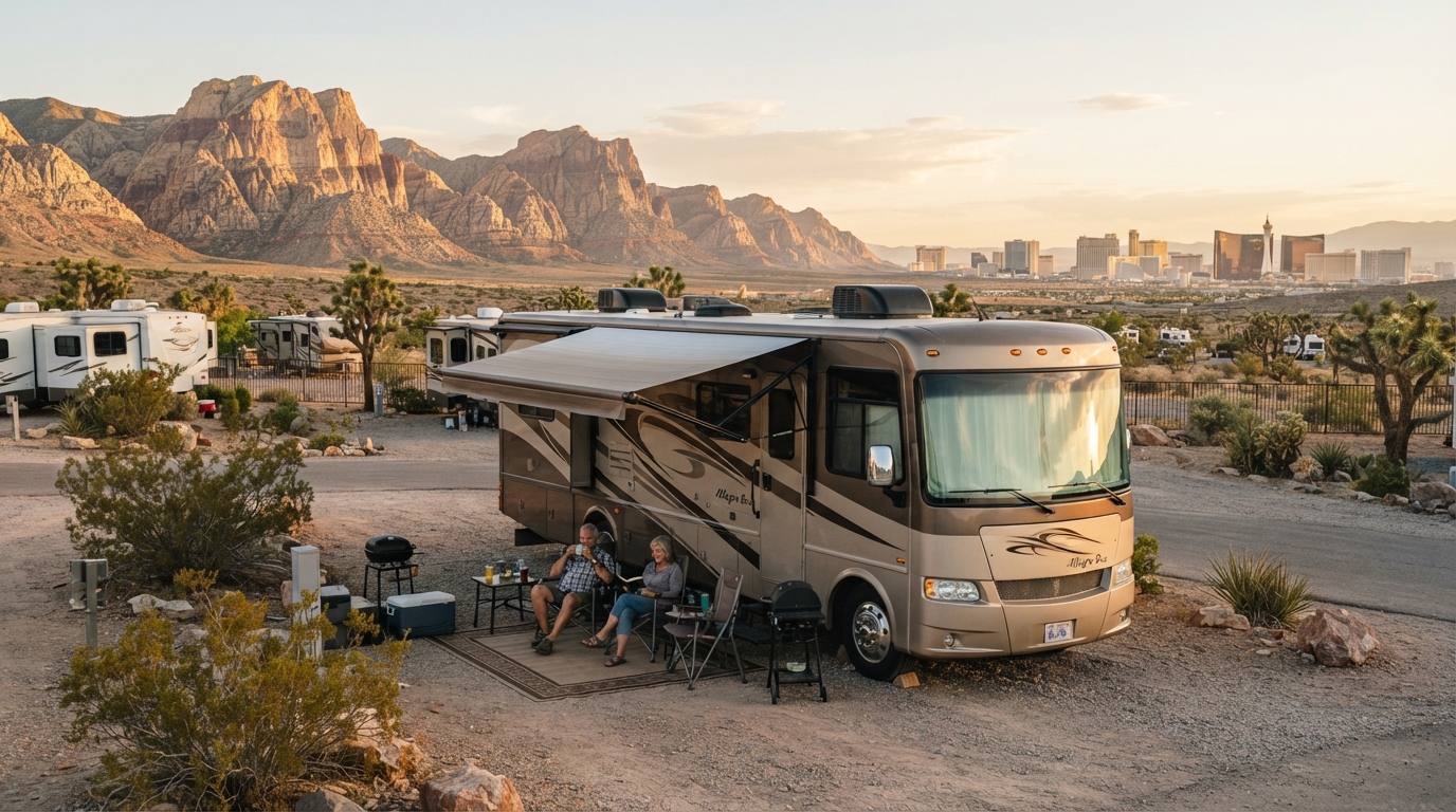 Las Vegas to Bozeman - including Yellowstone — campground with a motorhome