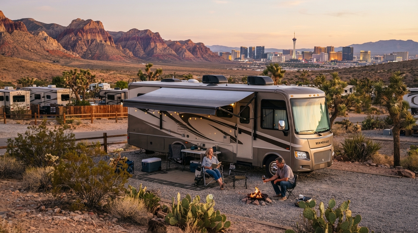 Las Vegas to Denver — campground with a motorhome