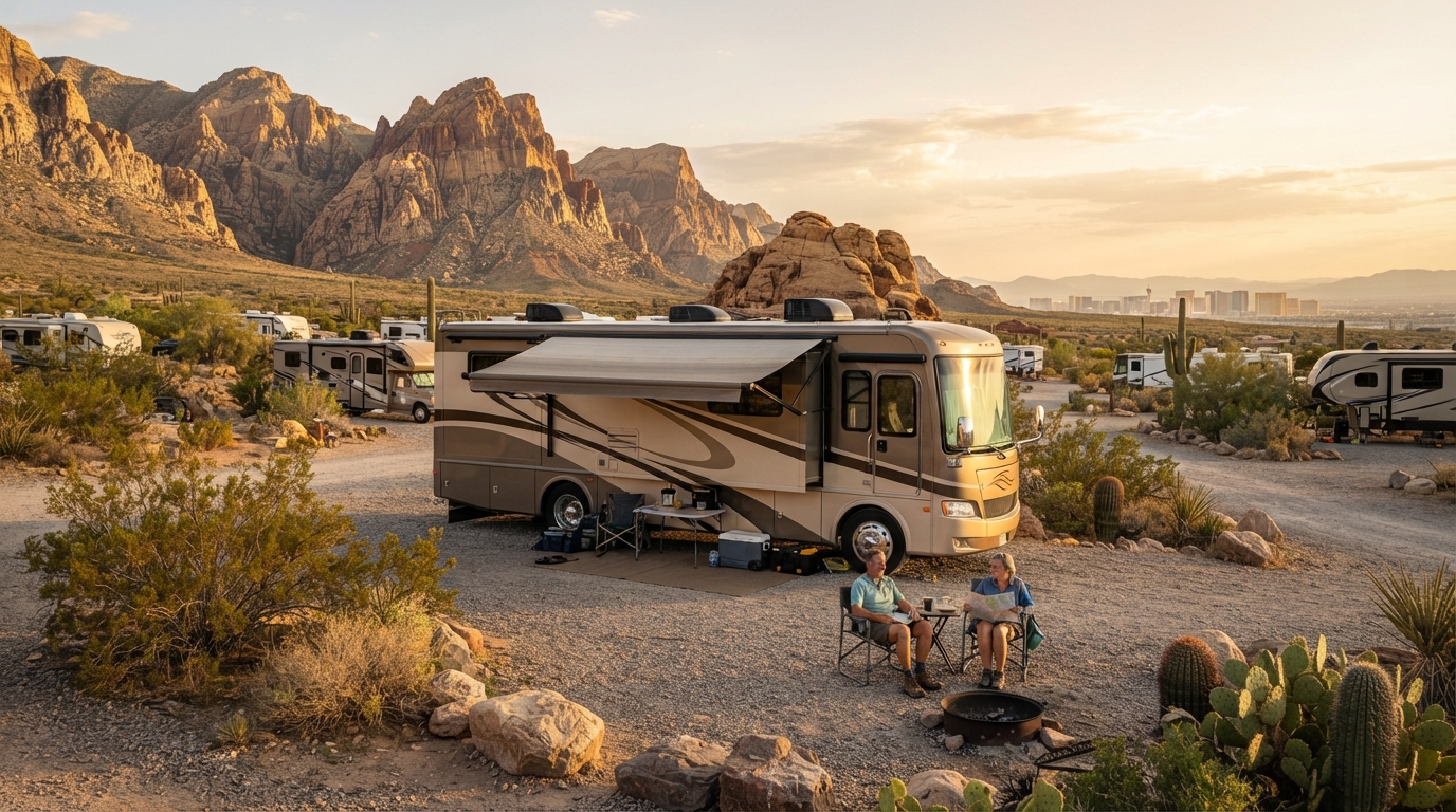 Las Vegas to Atlanta — campground with a motorhome