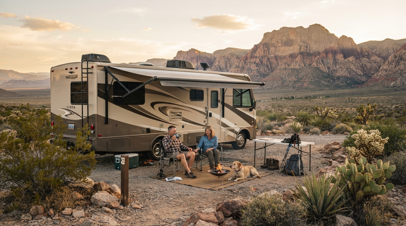 Las Vegas to Salt lake city - including Yellowstone — campground with a motorhome