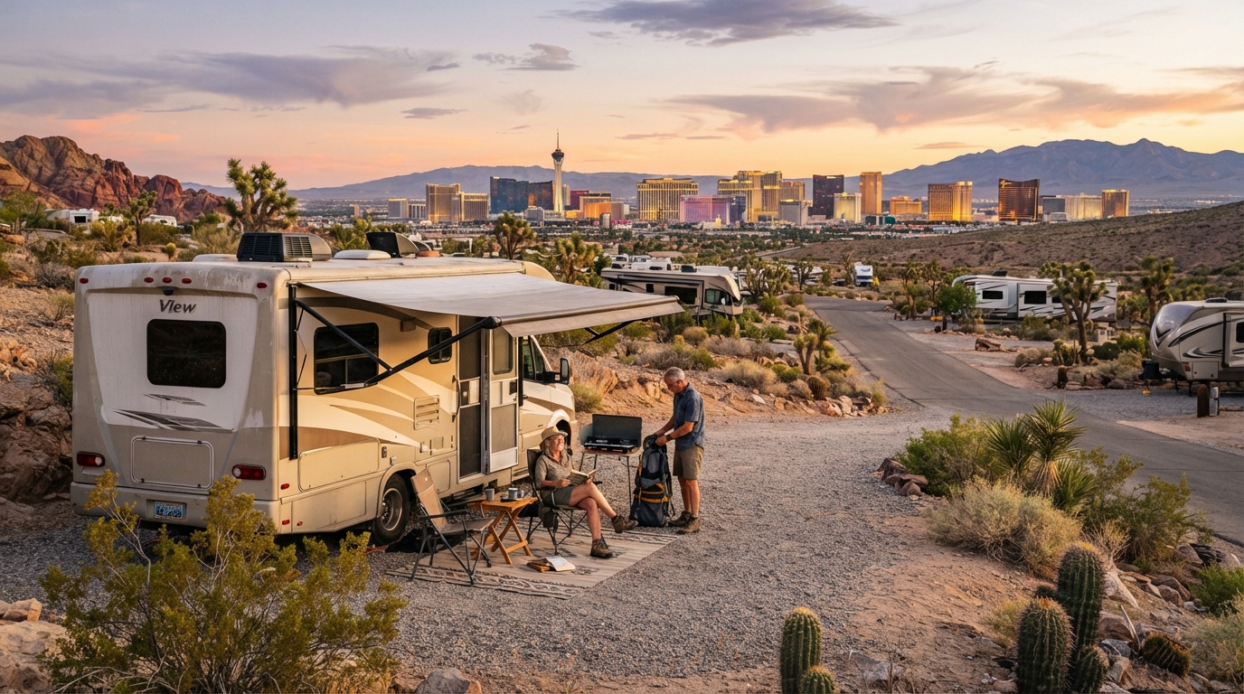 Las Vegas to San Francisco - including the Grand Canyon and Yosemite — campground with a motorhome