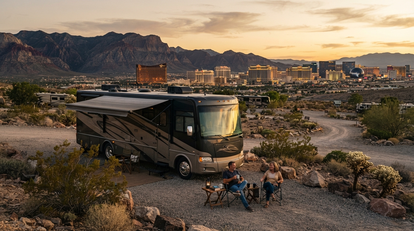 Las Vegas to Dallas — campground with a motorhome