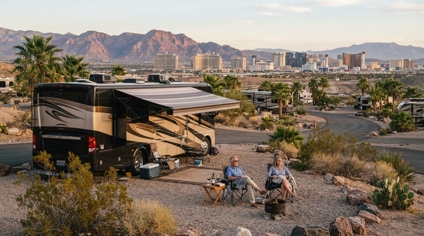 Las Vegas to Billings — campground with a motorhome