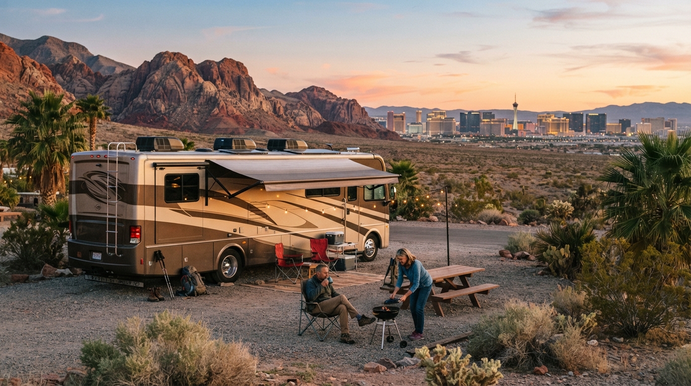 Las Vegas to Boston - Across America — campground with a motorhome