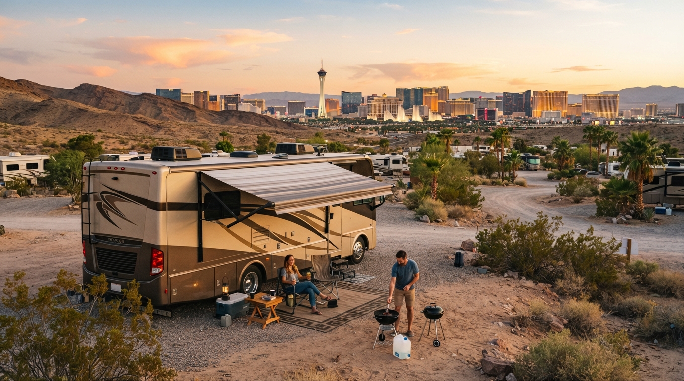 Las Vegas to New York — campground with a motorhome