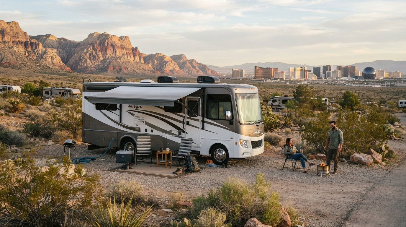Las Vegas to Billings — campground with a motorhome