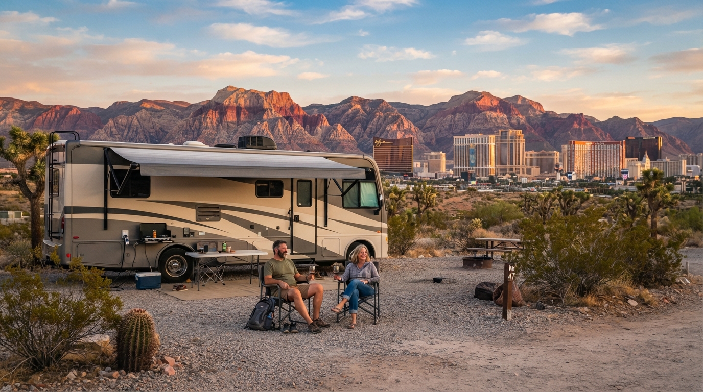 Las Vegas to Phoenix - Short — campground with a motorhome