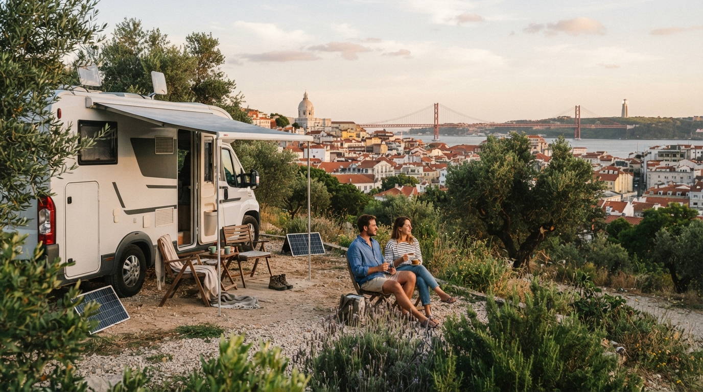 Lisbon Roundtrip - The Epic Northern Portugal Crossing — campground with a motorhome