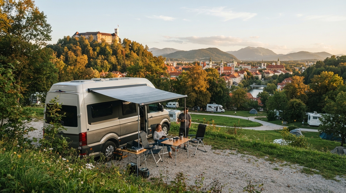 Ljubljana Roundtrip - Adriatic sea Round -> Slovenia, Croatia & Italy — campground with a motorhome