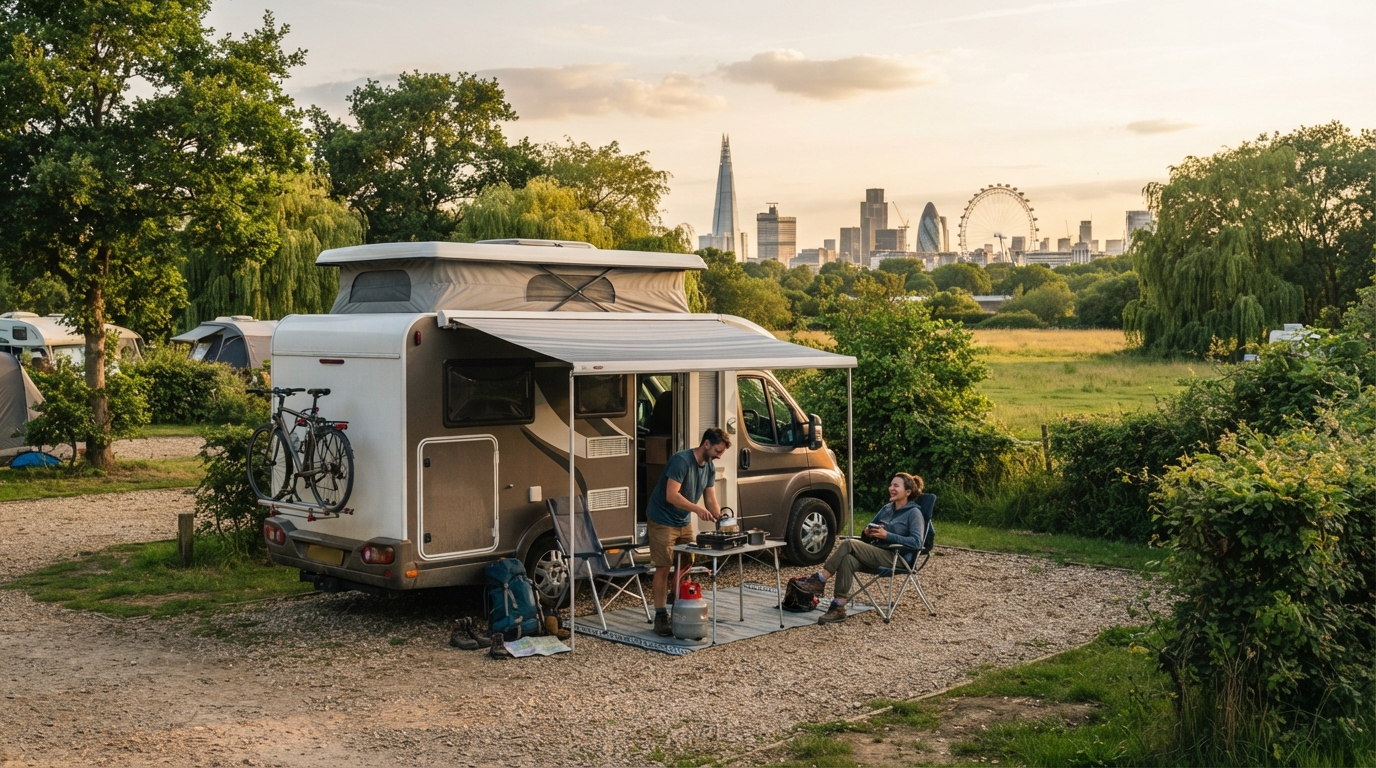 London Roundtrip - A circuit around England — campground with a motorhome