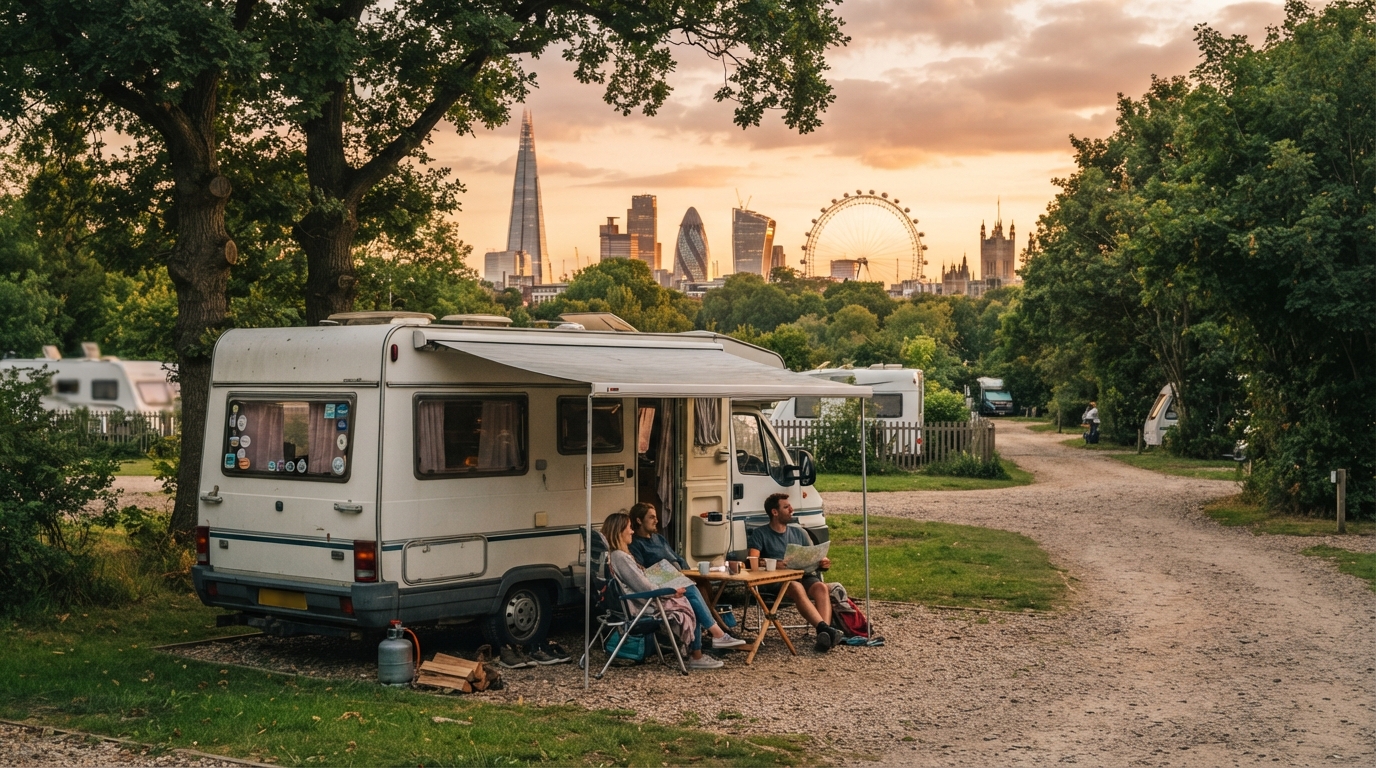 London Roundtrip - Central England — campground with a motorhome