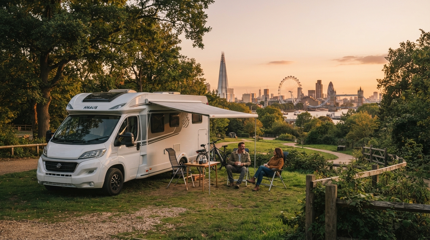London Roundtrip - Short — campground with a motorhome