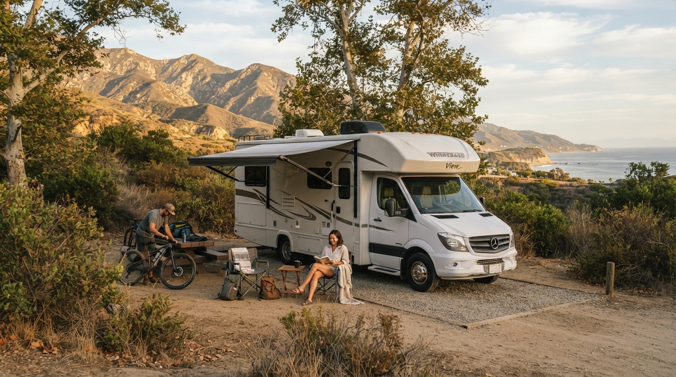 Los Angeles to Washington DC - Inclding the Grand Canyon & Smoky Mountains — campground with a motorhome