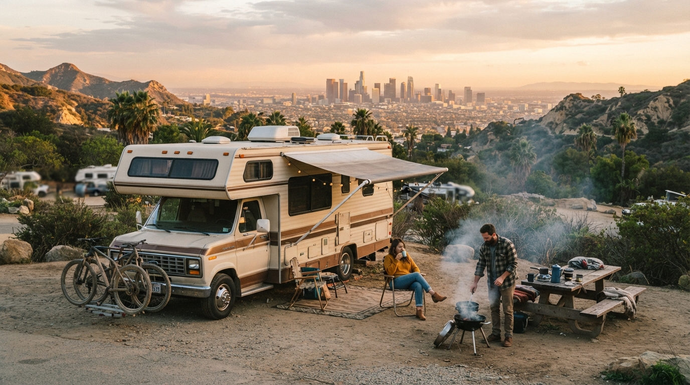 Los Angeles to Atlanta — campground with a motorhome