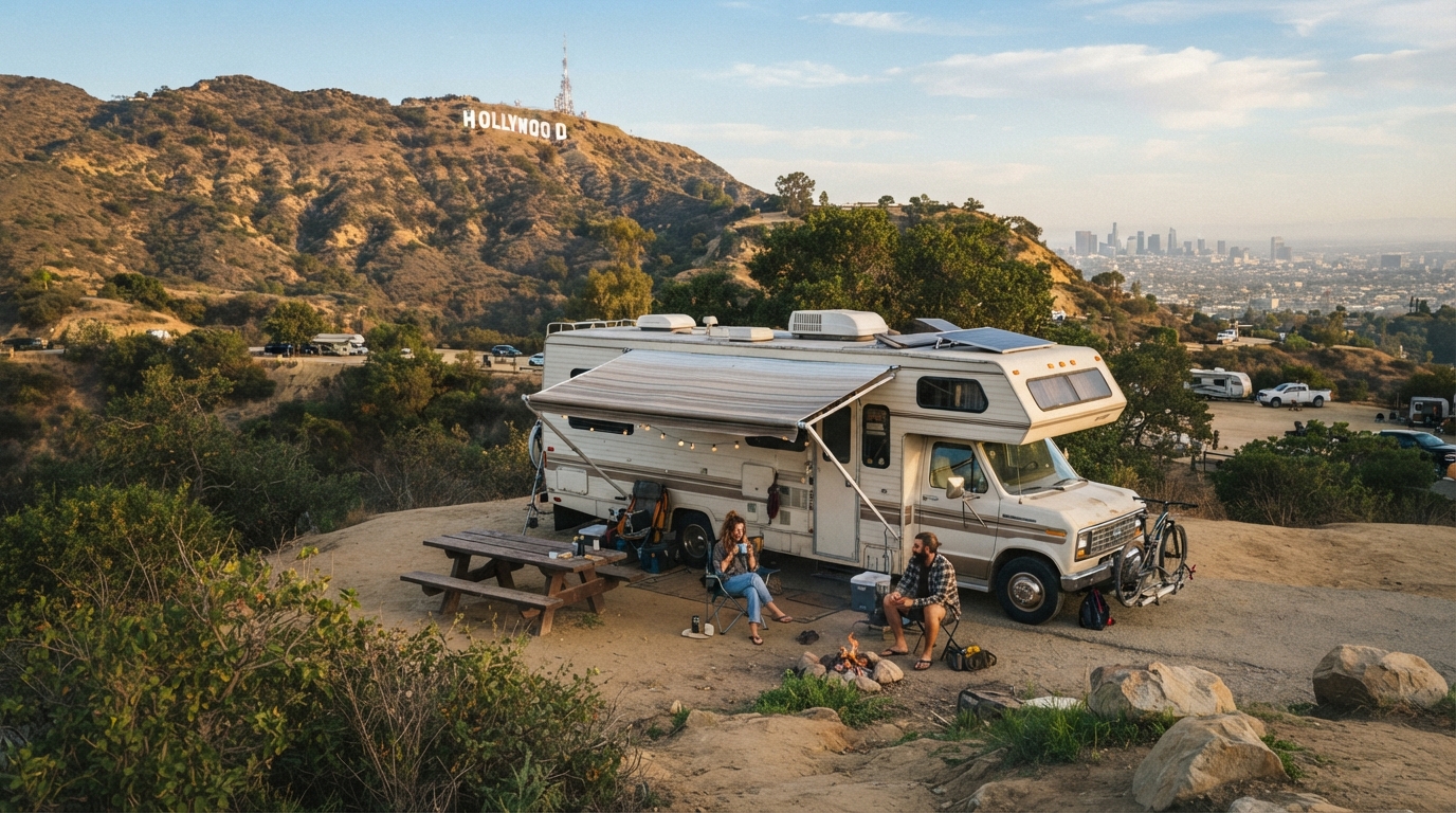 Los Angeles to Charlotte - Incldung Grand Canyon & Smoky Mountains — campground with a motorhome